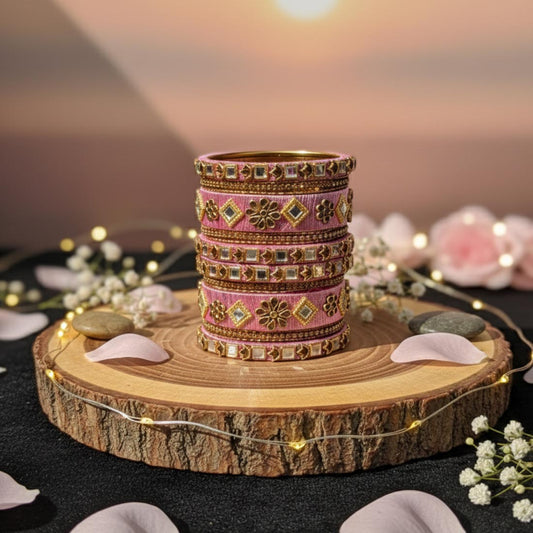 Pink Color 1 Set Of Thread Bangle Featuring Delicate Shade And Traditional Charm