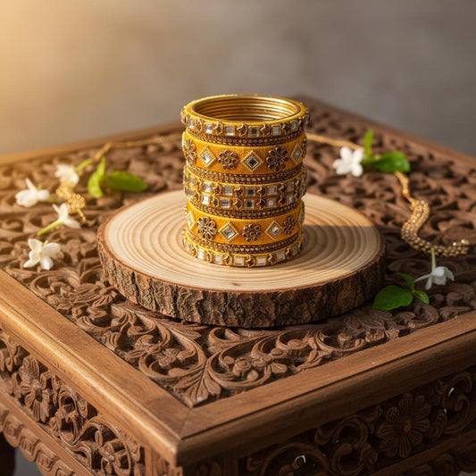 Yellow Color 1 Set Of Thread Bangle Inspired By Joyful Traditional Celebrations