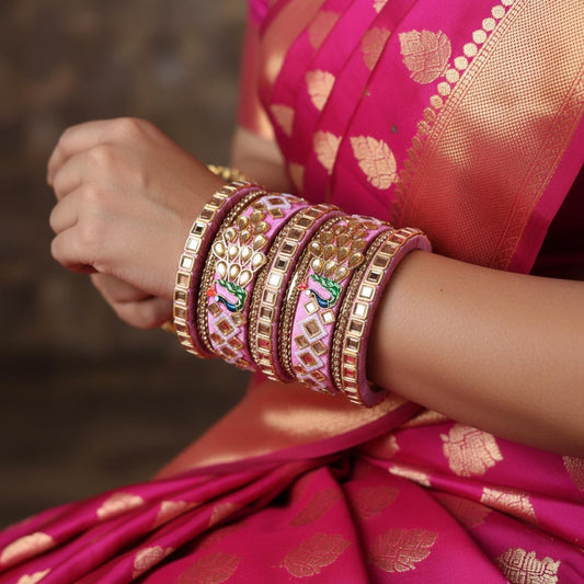 Pink Color 1 Set Of Thread Bangle Crafted With Soft Feminine Traditional Appeal