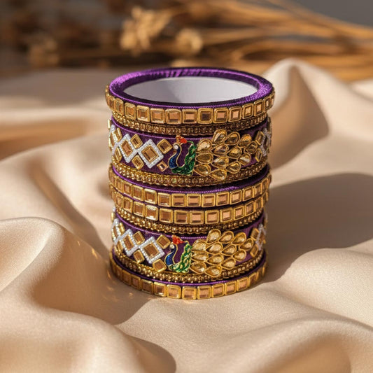 Purple Color 1 Set Of Thread Bangle Featuring Royal Tone And Ethnic Beauty