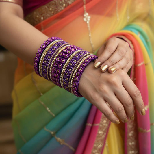 Lila Farbe 1 Set Fadenarmreifen, handgefertigt für elegantes ethnisches Anlass-Styling
