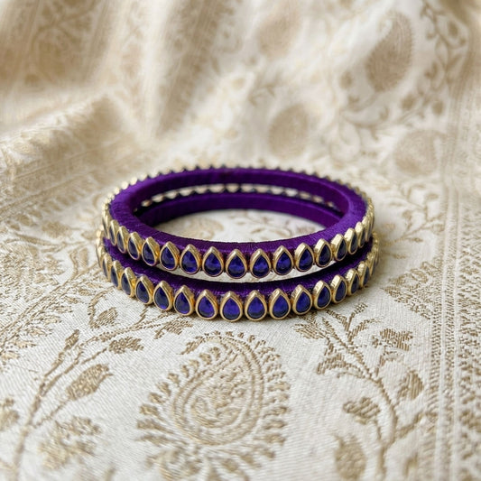 Purple Color Thread Bangle Set with Premium Handmade Embellished Design