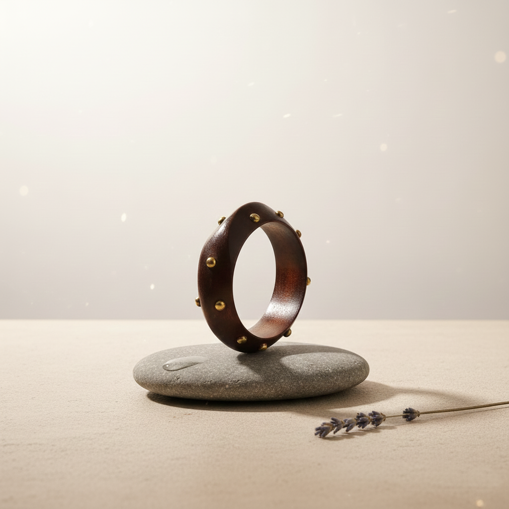 Brown Color Single Hand 1 Piece Of Wooden Bangle Size: 2.6 (WNB104BRW-2.6)