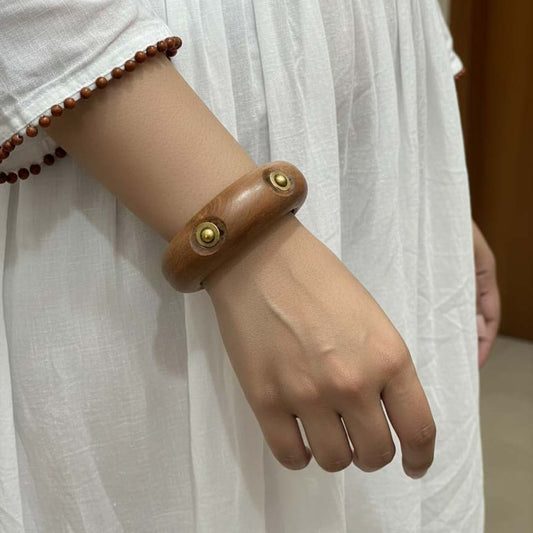 Brown Color Single Hand 1 Piece Of Wooden Bangle Size: 2.6 (WNB105BRW-2.6)