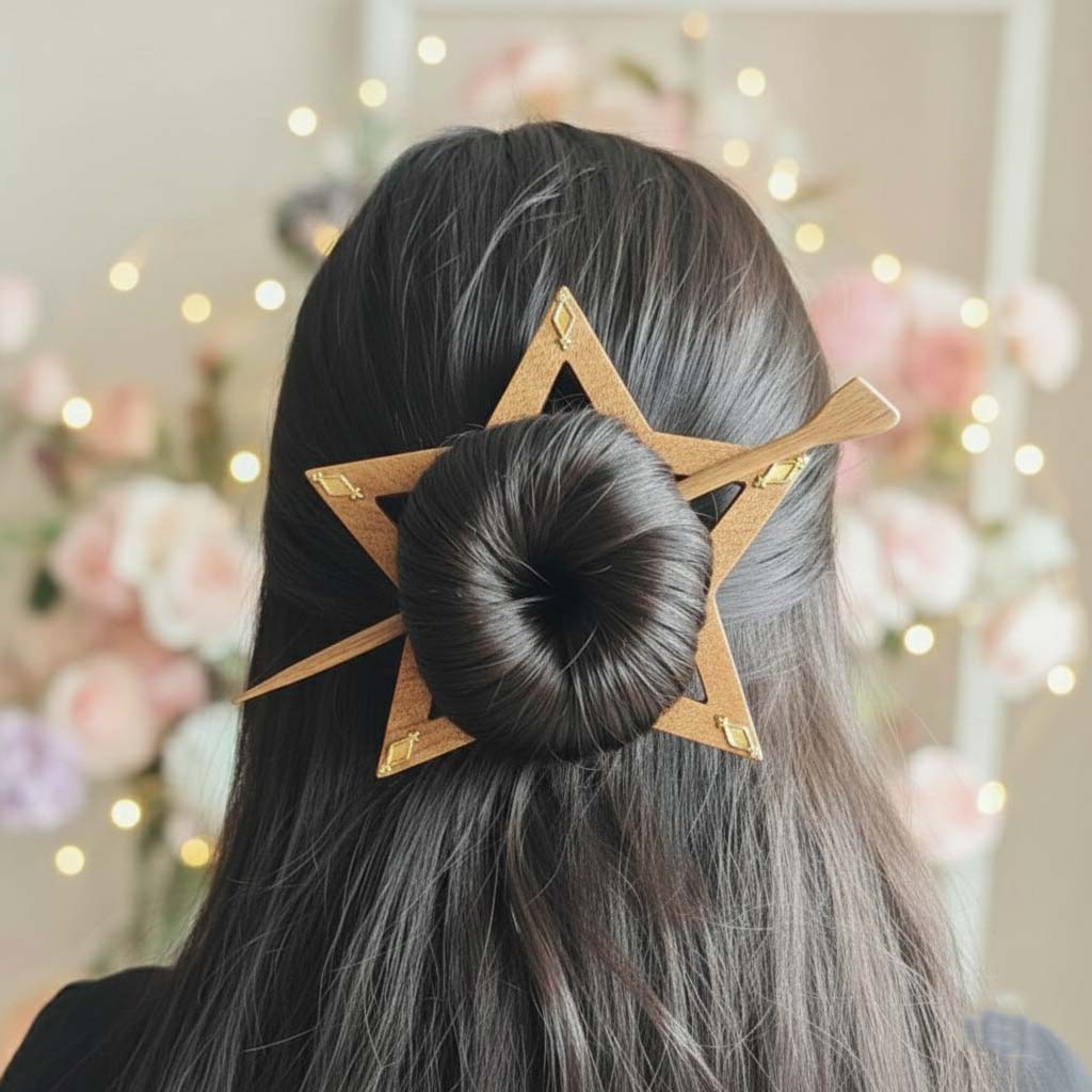 Brown Color Wooden Hair Pin Featuring Smooth Natural Texture Ideal For Daily And Festive Wear