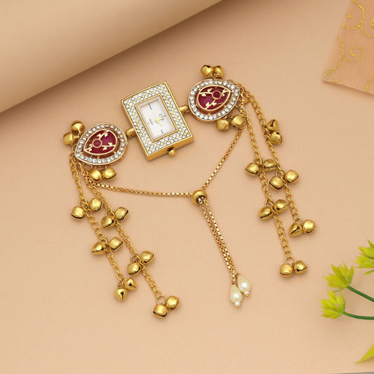 Rani Color Kundan Watch For Girls & Women Designer Daily Wear Watch