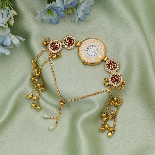 Rani Color Kundan Watch For Girls & Women Classic Stylish Jewelry Watch