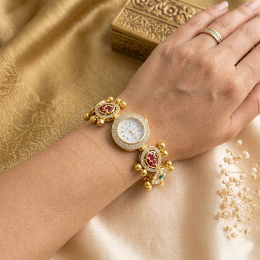 Royal Rani & Grüne Kundan Uhr für Mädchen & Frauen Festliche Kollektion