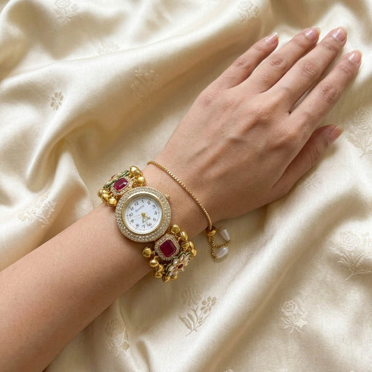 Elegante Rani & Grüne Kundan-Uhr für Mädchen & Damen Hochzeitskollektion