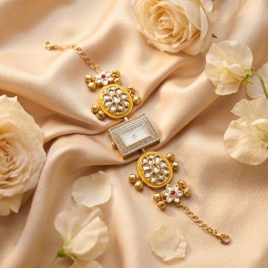 Attraktive Rani-Farbe Kundan-Uhr für Mädchen & Frauen Täglicher Modestil