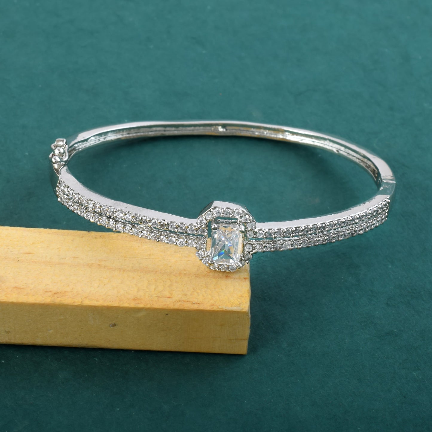 Elegant Silver Color American Diamond Bracelet Perfect For Party Outfits