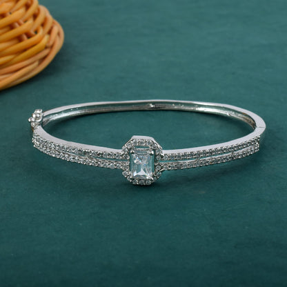 Elegant Silver Color American Diamond Bracelet Perfect For Party Outfits