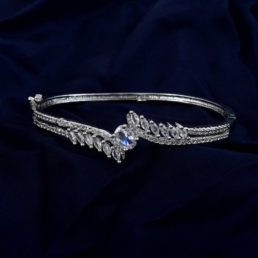 Classic Silver Color American Diamond Bracelet With Eye-Catching Design