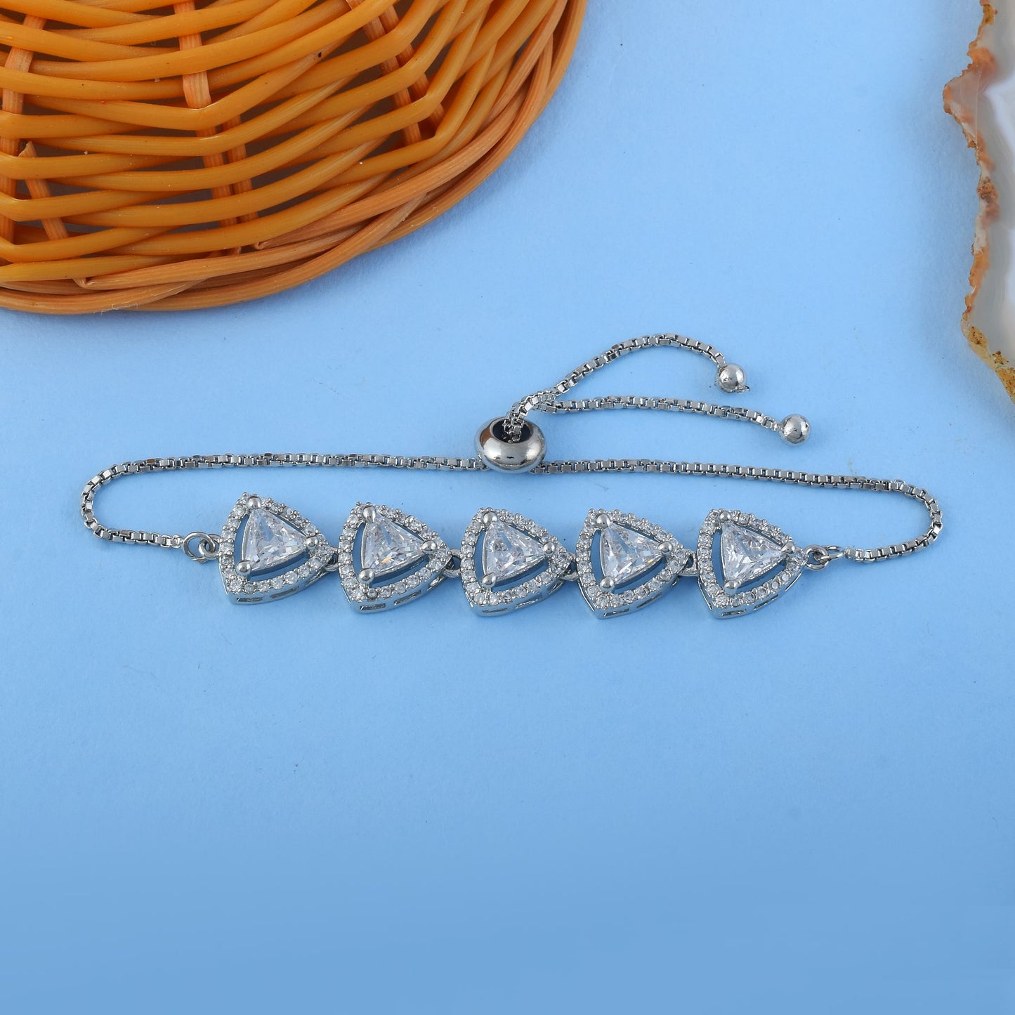 Premium Silver Color American Diamond Bracelet For Wedding And Festive Wear