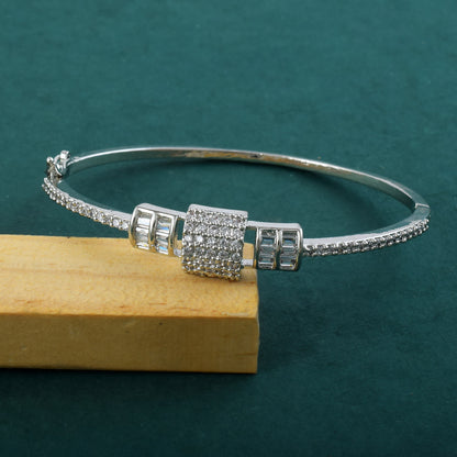 Dazzling Silver Color American Diamond Bracelet With A Sophisticated Look