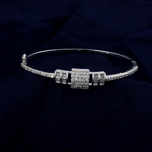 Dazzling Silver Color American Diamond Bracelet With A Sophisticated Look
