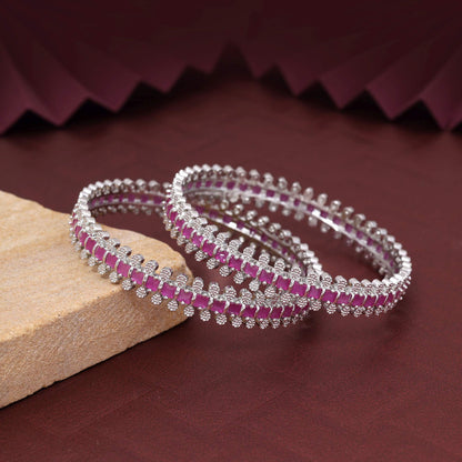 Light Purple Color Elegant Stone Studded American Diamond Bangle Size: 2.6 For Women
