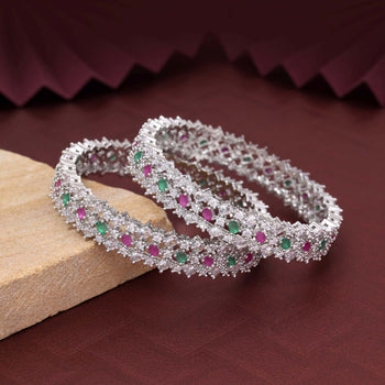 Multi Color Shimmering American Diamond Bangle For Ethnic And Modern Attire | FEMNARI