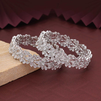 Silver Color Stylish Stone American Diamond Bangle Size: 2.6 For Women’S Ethnic Fashion | FEMNARI