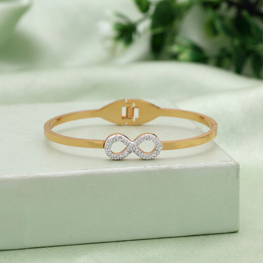 Gold Color American Diamond Anti Tarnish Bracelet Designed For Elegant Everyday Luxury Wear