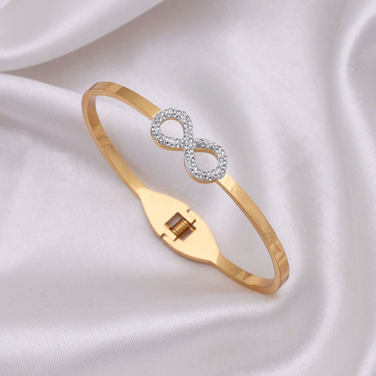 Gold Color American Diamond Anti Tarnish Bracelet Designed For Elegant Everyday Luxury Wear