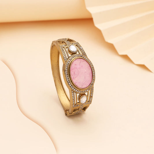 Pink Color Openable American Diamond Bracelet Featuring Soft Glamour And Shine
