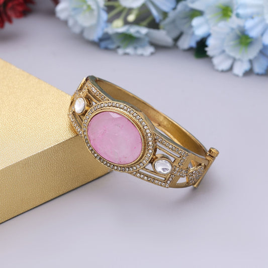 Pink Color Openable American Diamond Bracelet Featuring Soft Glamour And Shine