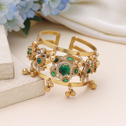 Green Color American Diamond Bracelet Designed For Graceful Daily And Party Wear