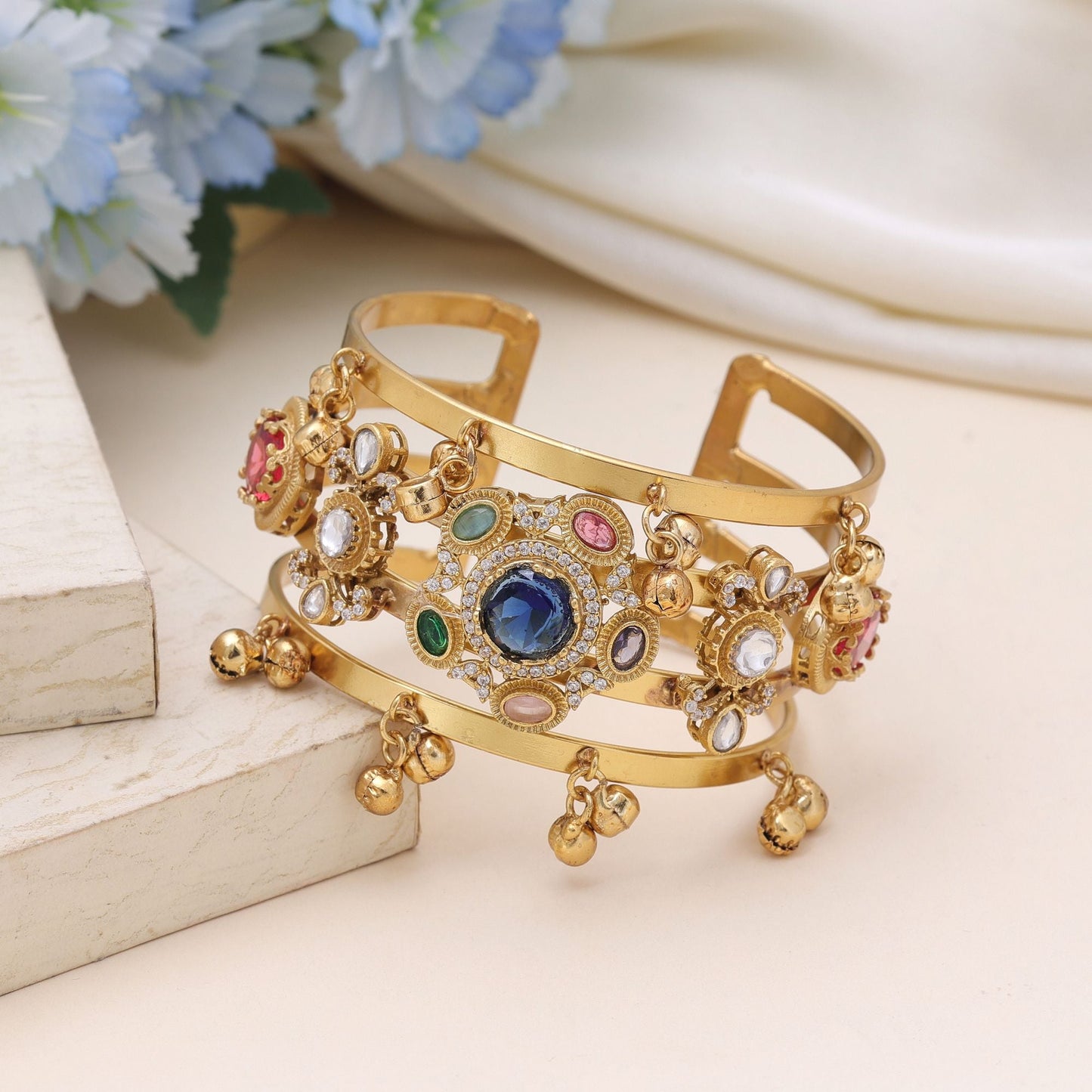 Multi Color American Diamond Bracelet Styled For Wedding And Celebration Wear