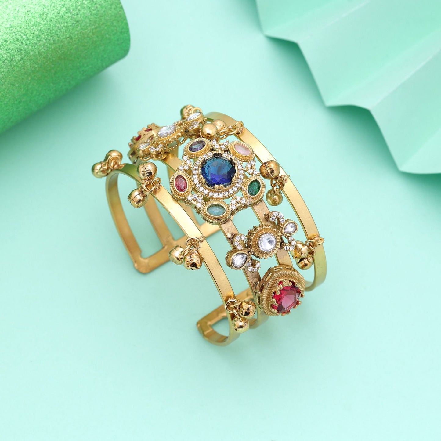 Multi Color American Diamond Bracelet Styled For Wedding And Celebration Wear