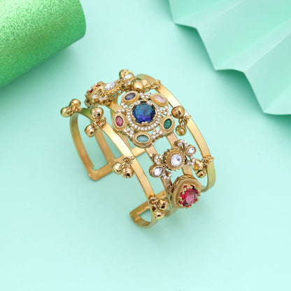 Multi Color American Diamond Bracelet Styled For Wedding And Celebration Wear