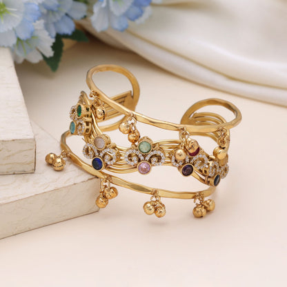 Multi Color American Diamond Bracelet Crafted For Luxurious Festive Styling