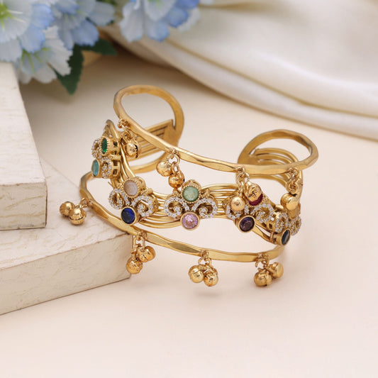 Multi Color American Diamond Bracelet Crafted For Luxurious Festive Styling