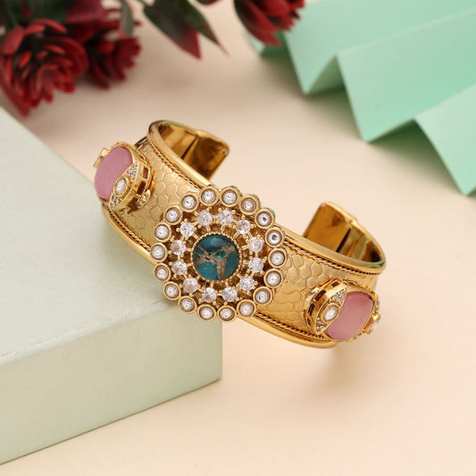 Multi Color American Diamond Bracelet Designed For Bold Traditional Fashion