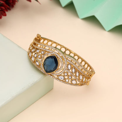 Blue Color American Diamond Bracelet Styled For Elegant Contemporary Looks