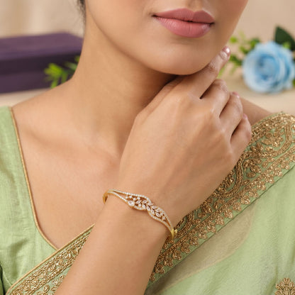 Gold Color American Diamond Bracelet Royal Wedding Statement Jewelry Collection Design