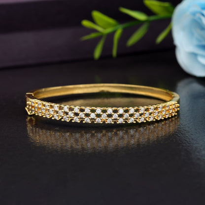 Gold Color American Diamond Bracelet Elegant Festive Bridal Jewelry Collection Design