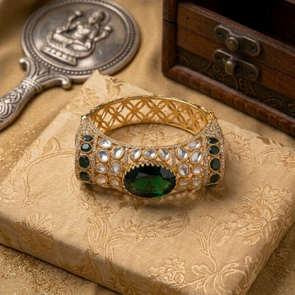 Green Color American Diamond & Turkish Stone Bracelet Featuring Beautiful Traditional Fashion Appeal