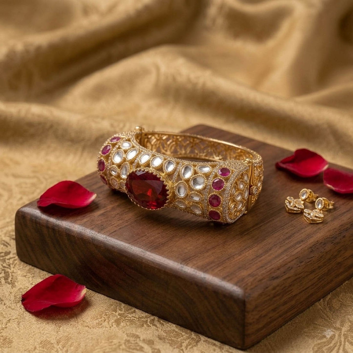 Red Color American Diamond & Turkish Stone Bracelet with Elegant Sparkling Designer Style