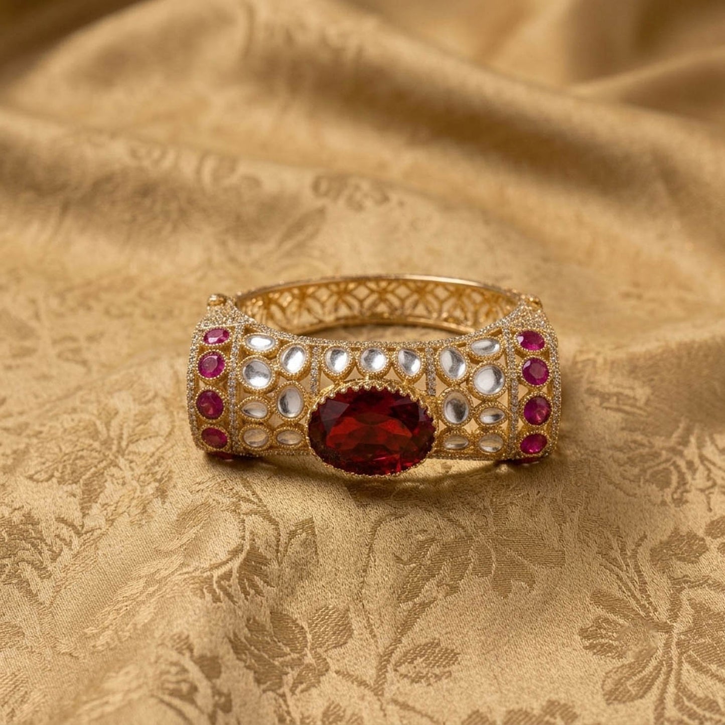 Red Color American Diamond & Turkish Stone Bracelet with Elegant Sparkling Designer Style