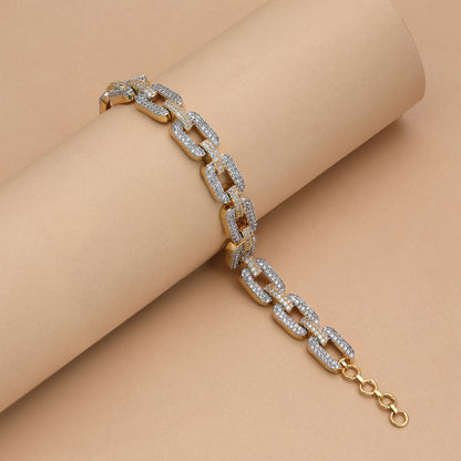 Dual Tone Gold & Silver Color American Diamond Bracelet For Contemporary Eveningwear