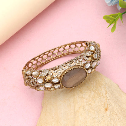 Sophisticated Charcoal Grey Color American Diamond Bracelet For Modern Formal Occasions