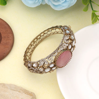 Delicate Powder Light Pink Color American Diamond Bracelet Suitable For Minimalist Fashion