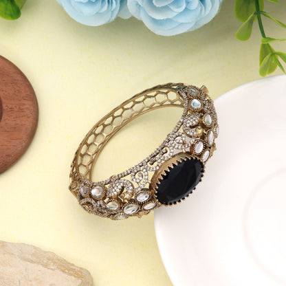 Classy Jet Black Color American Diamond Bracelet Crafted For Evening Party Outfits