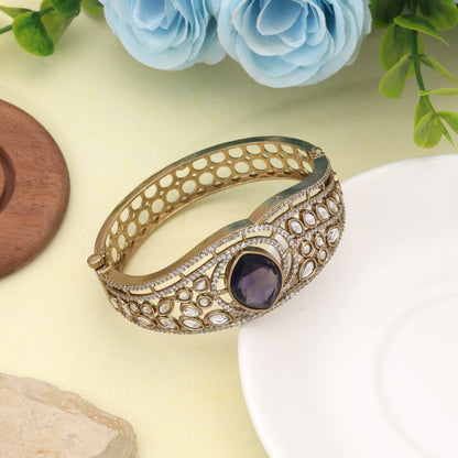Regal Imperial Purple Color American Diamond Bracelet Perfect For Special Occasion Wear
