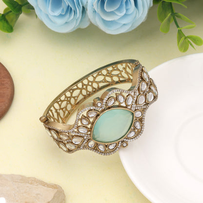 Refreshing Pista Green Color American Diamond Bracelet Specially Designed For Women Wear