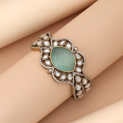 Refreshing Pista Green Color American Diamond Bracelet Specially Designed For Women Wear
