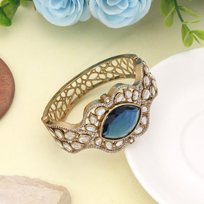 Royal Sapphire Blue Color American Diamond Bracelet Suitable For Formal Celebration Attire