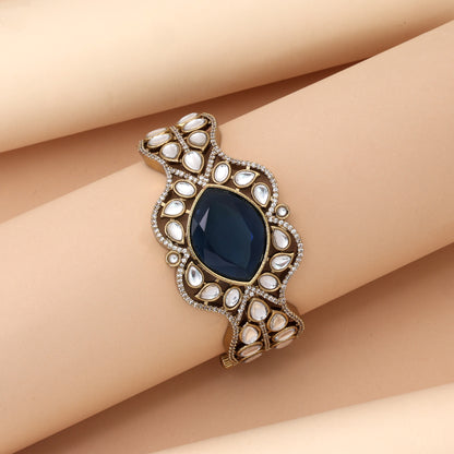 Royal Sapphire Blue Color American Diamond Bracelet Suitable For Formal Celebration Attire