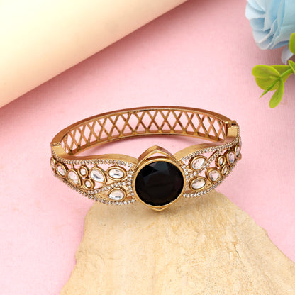 Sleek Midnight Black Color American Diamond Bracelet Tailored For Chic Party Styling